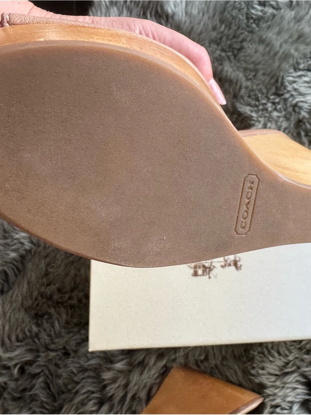 Coach Tan Open-Toe Slingback Wedge Sandals
